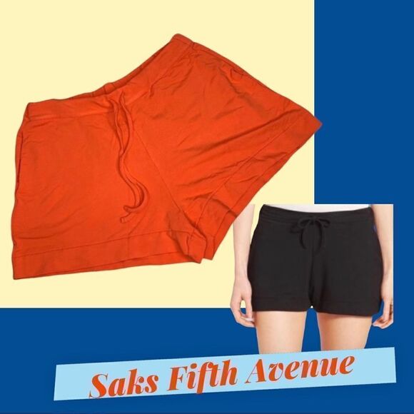 Saks Fifth Avenue Majestic Filatures Orange French Terry Shorts Size L New - Picture 1 of 6